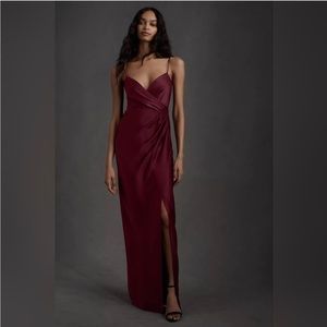 BHLDN burgundy wrap dress